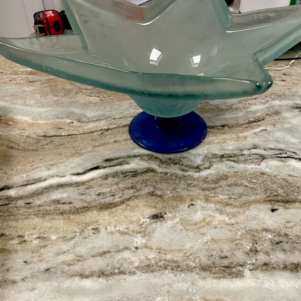 Unique bowl heavy lovely think glass two tone